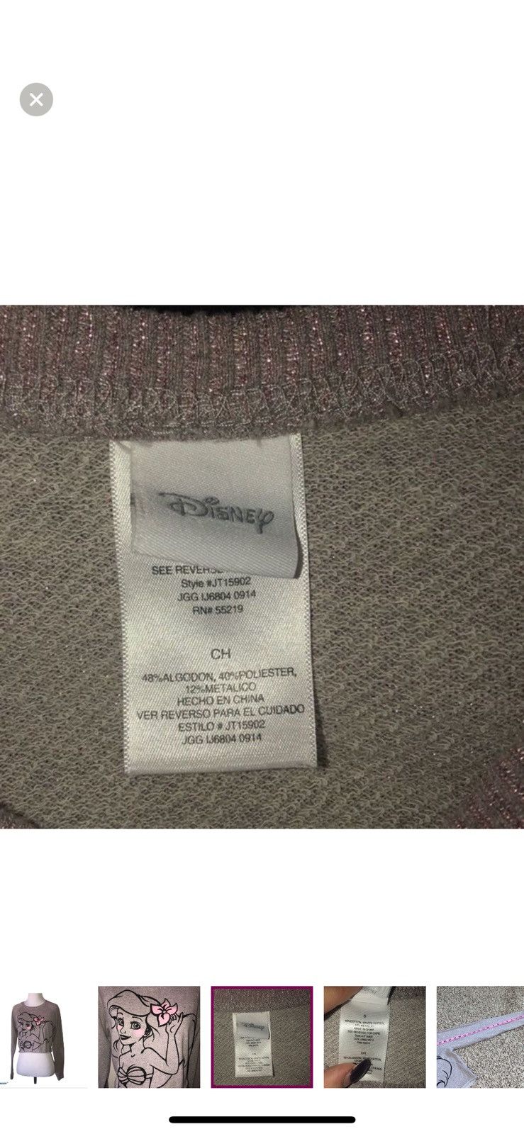 Disney Disney small Ariel little mermaid cropped sweatshirt Size S / US 4 / IT 40 - 3 Thumbnail