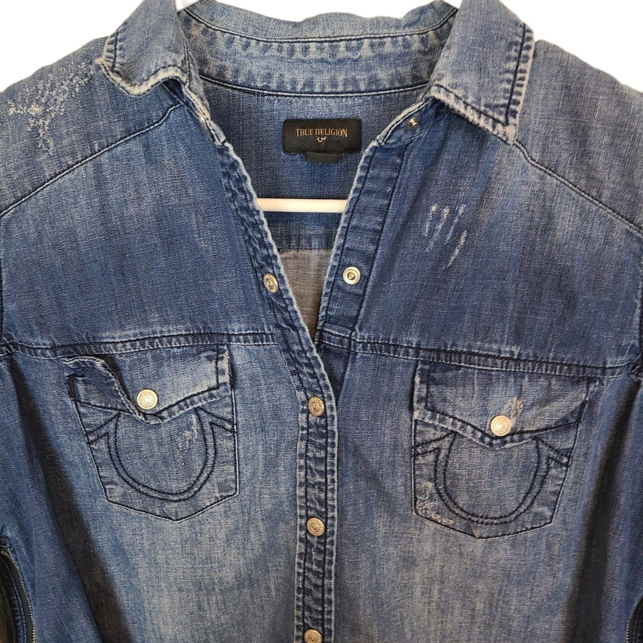 True Religion True Religion Denim Shirt Women XS Snap Western Cowgirl Size XS / US 0-2 / IT 36-38 - 2 Thumbnail
