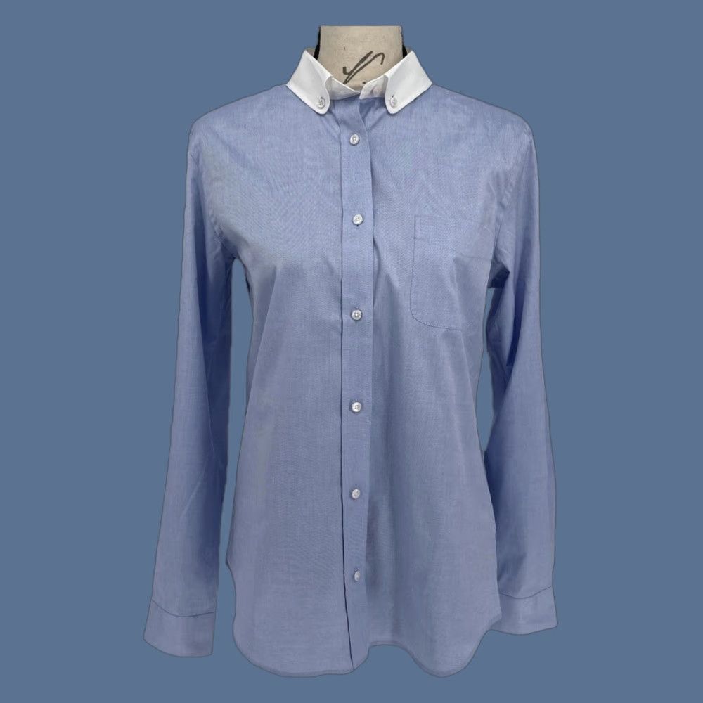 Coach Coach Shirt Womens 10 Blue Chambray Contrast Collar Button Front Cotton Size L / US 10 / IT 46 - 1 Thumbnail