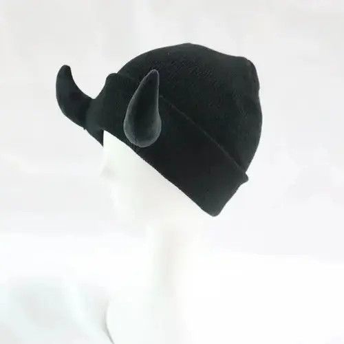 Other Devil Horn Hat Halloween Soft Knitted Beanie Size ONE SIZE - 3 Thumbnail