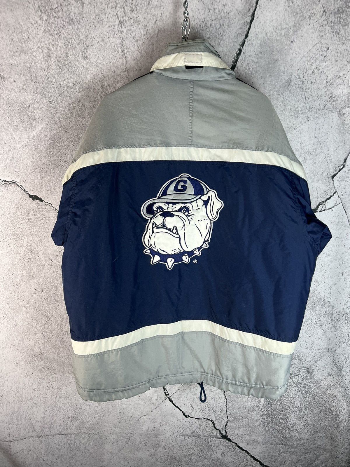 Image of Vintage Nba Georgetown Hoyas Starter Bomber Jacket in Deep Blue, Men's (Size Large)