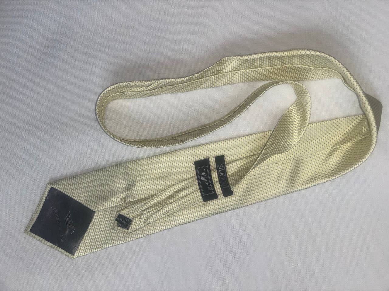 Giorgio Armani GIORGIO ARMANI 100% Silk Necktie tie yellow Made in Italy Size ONE SIZE - 7 Thumbnail