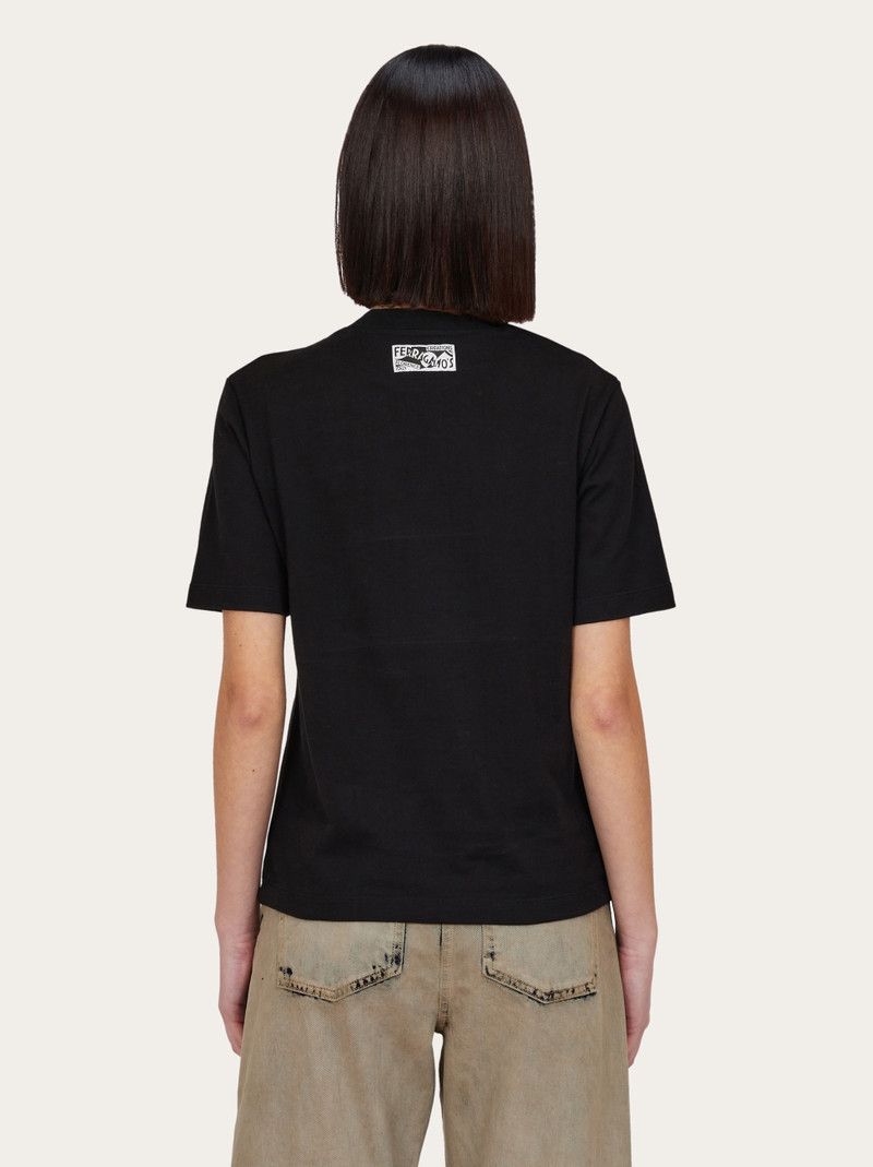 Salvatore Ferragamo o1s1rm0526 Silk Blend T-Shirt in Black Size M / US 6-8 / IT 42-44 - 3 Thumbnail