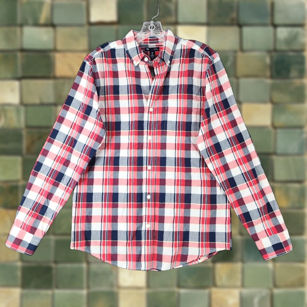 Gap Gap Shirt Men Size M Slim Button-Up Plaid Red Blue Multicolor Long Sleeve Size US M / EU 48-50 / 2 - 1 Thumbnail