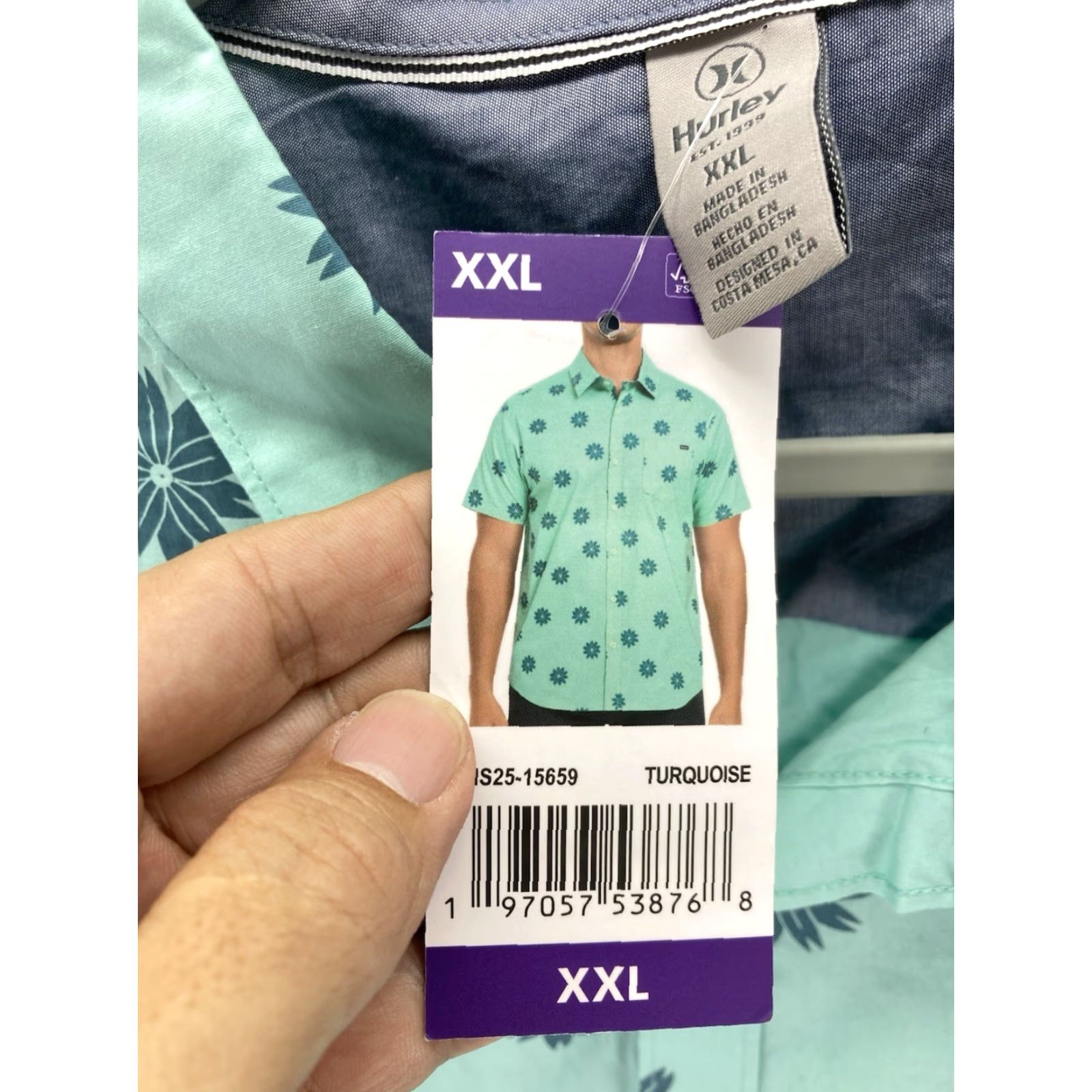 Hurley Hurley Patio Cabana Shirt Men 2XL Green Floral Button Short Sleeve Casual NWT Size US XXL / EU 58 / 5 - 6 Thumbnail