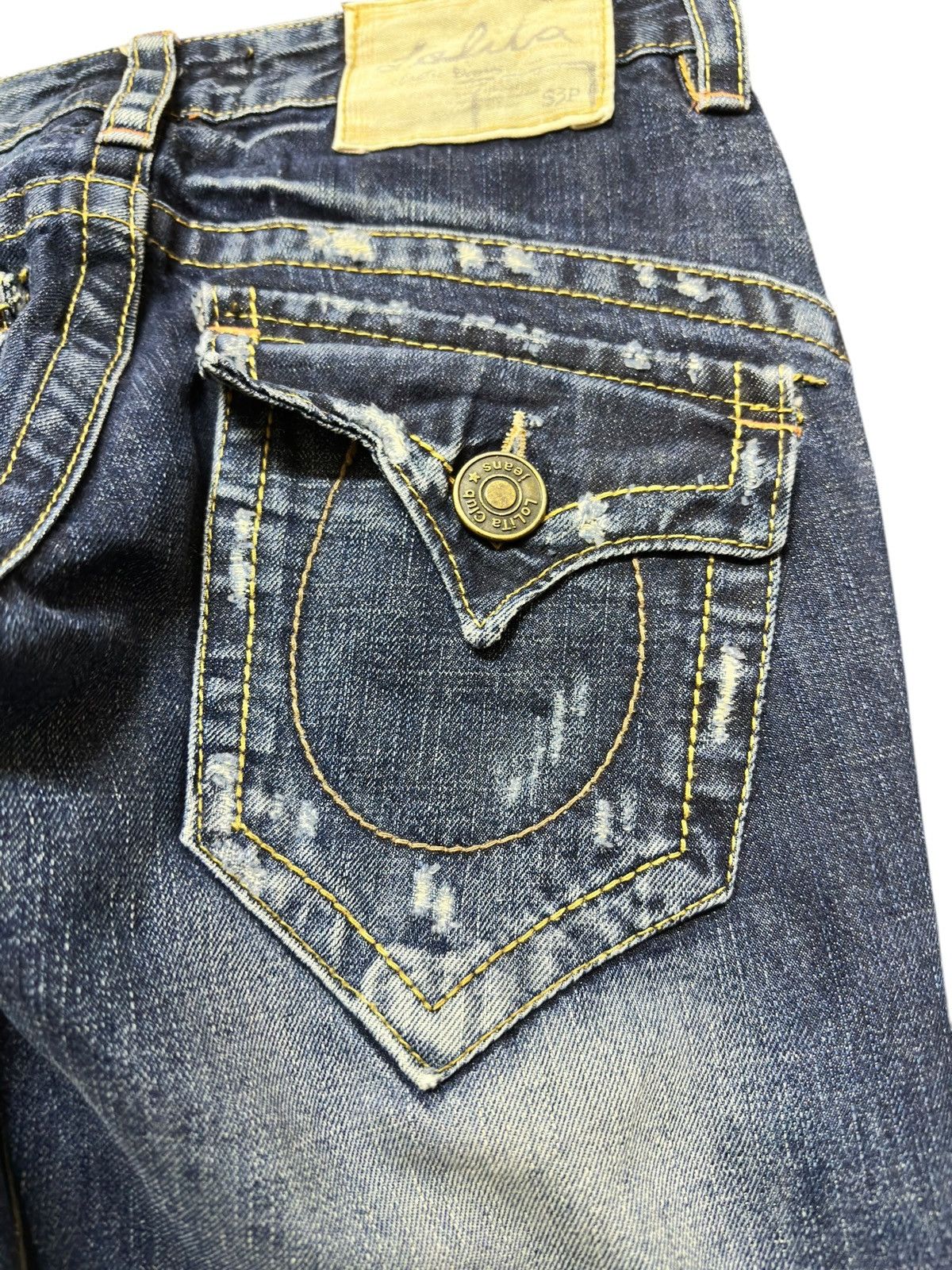 Junya Watanabe Vintage Lolita Flare Faded Whiskers Grunge Distressed Denim Size US 29 - 6 Thumbnail