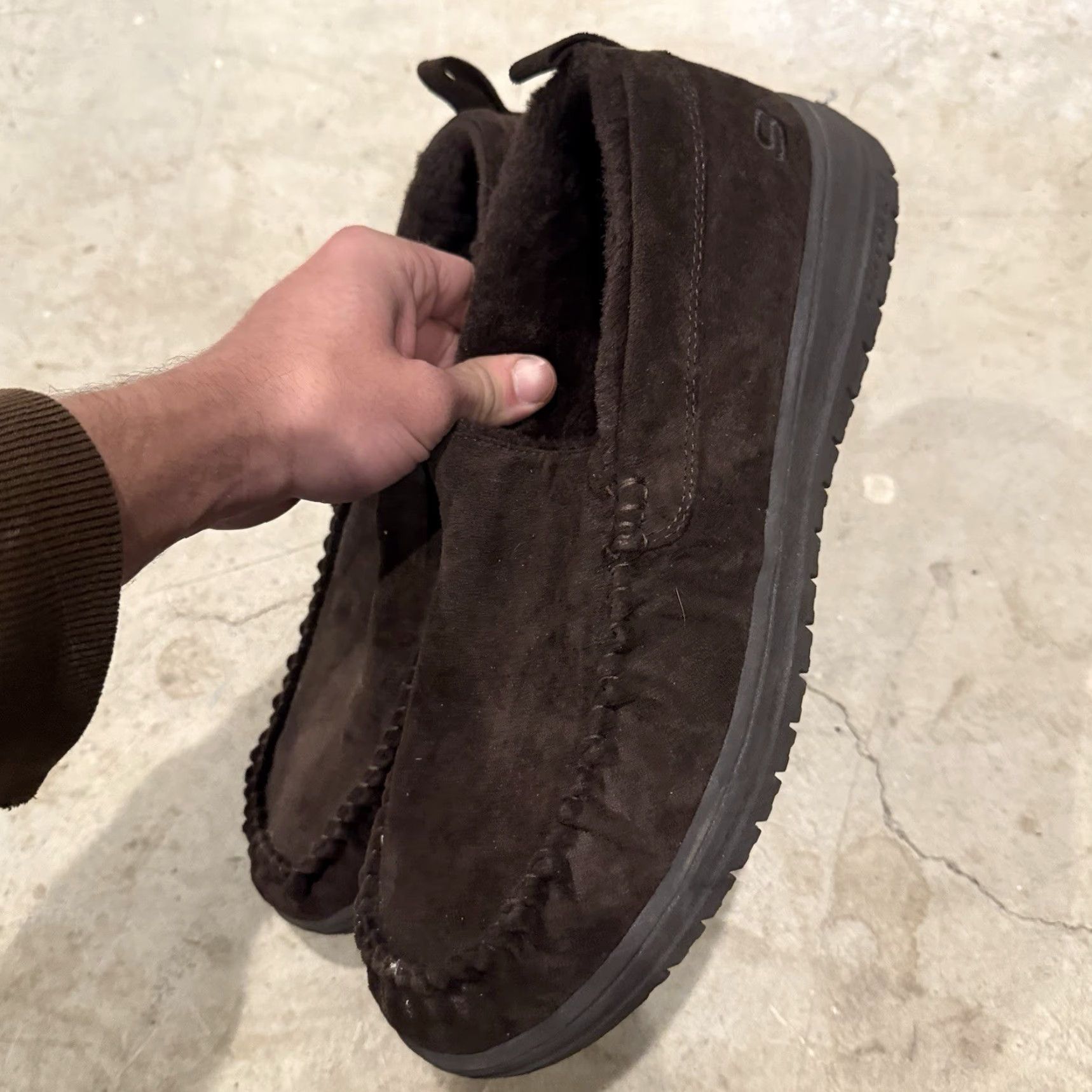 SKECHERS Skechers Slippers Mens Murette Ghetti Moccasin Brown Size 13 US 13 Faux Suede Textile Lining Faux Fur Mens Size ONE SIZE - 5 Thumbnail