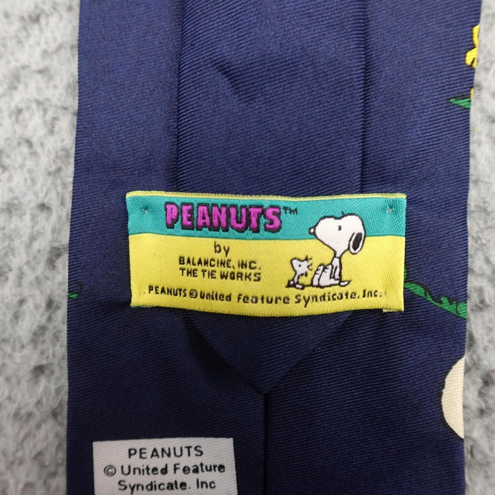 Peanuts VINTAGE Peanuts Snoopy Tie Mens One Size Navy Golf Charlie Brown Novelty 90s Size ONE SIZE - 2 Thumbnail