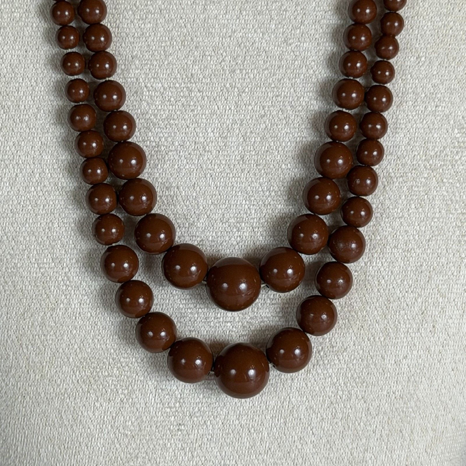 Other VTG 1980s Boho Brown Graduated Bead 2-Strand 17" Necklace Size ONE SIZE - 3 Thumbnail