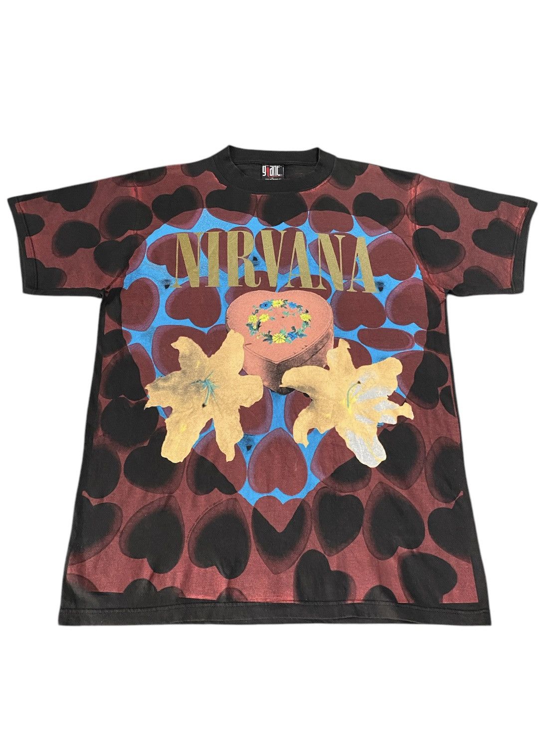 Nirvana × Vintage Vintage 93 Nirvana Heart Shape Box All Over Print Shirt Size US L / EU 52-54 / 3 - 4 Thumbnail