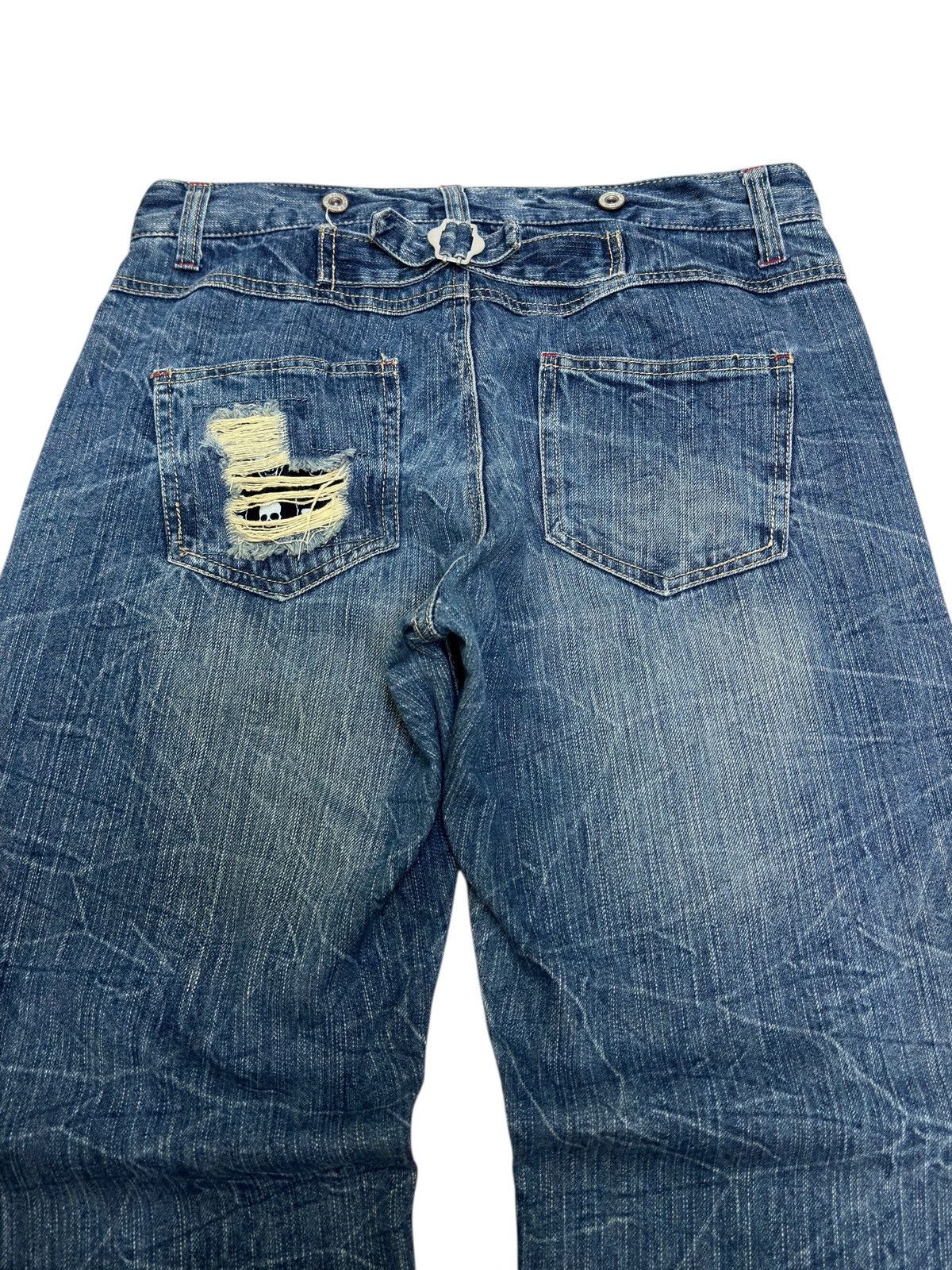 Hysteric Glamour Distressed Denim Back Buckle Heavy Ripped Blue Jeans Size US 31 - 8 Thumbnail