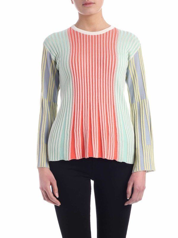 Kenzo Kenzo - Color Block - Ribbed Bell Sleeve - Sweater Size XS / US 0-2 / IT 36-38 - 1 Thumbnail