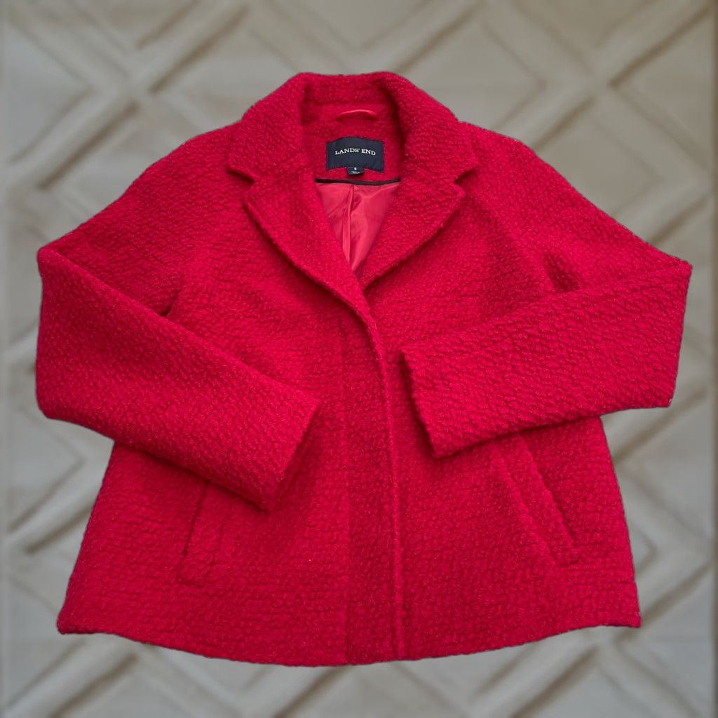 Lands' End Lands' End Blazer Womens 6 Red Lined Single Breasted Workwear Wool Jacket Coat Size M / US 6-8 / IT 42-44 - 1 Thumbnail