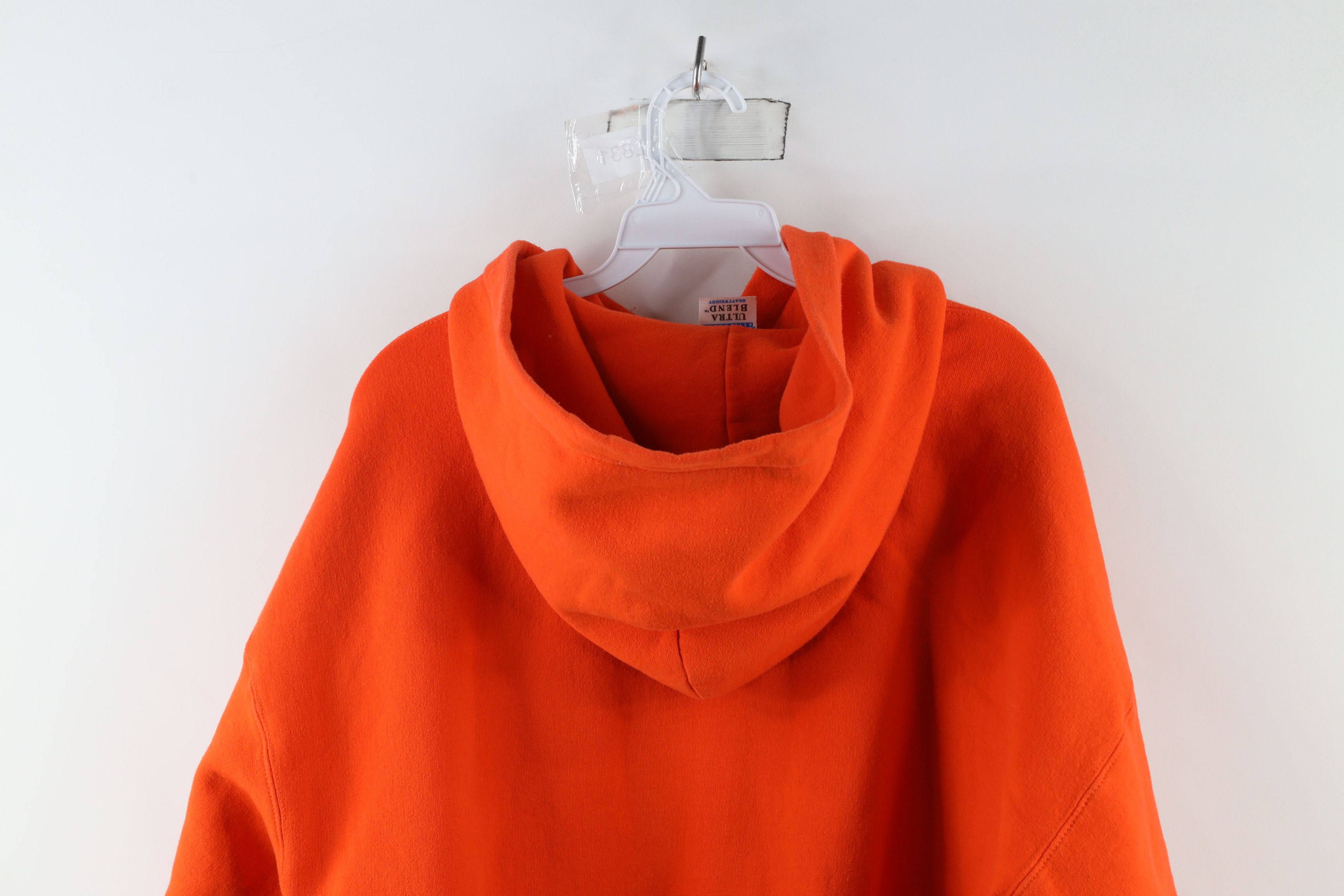 Vintage Vintage 90s Streetwear Blank Heavyweight Hoodie Orange Size US L / EU 52-54 / 3 - 13 Thumbnail