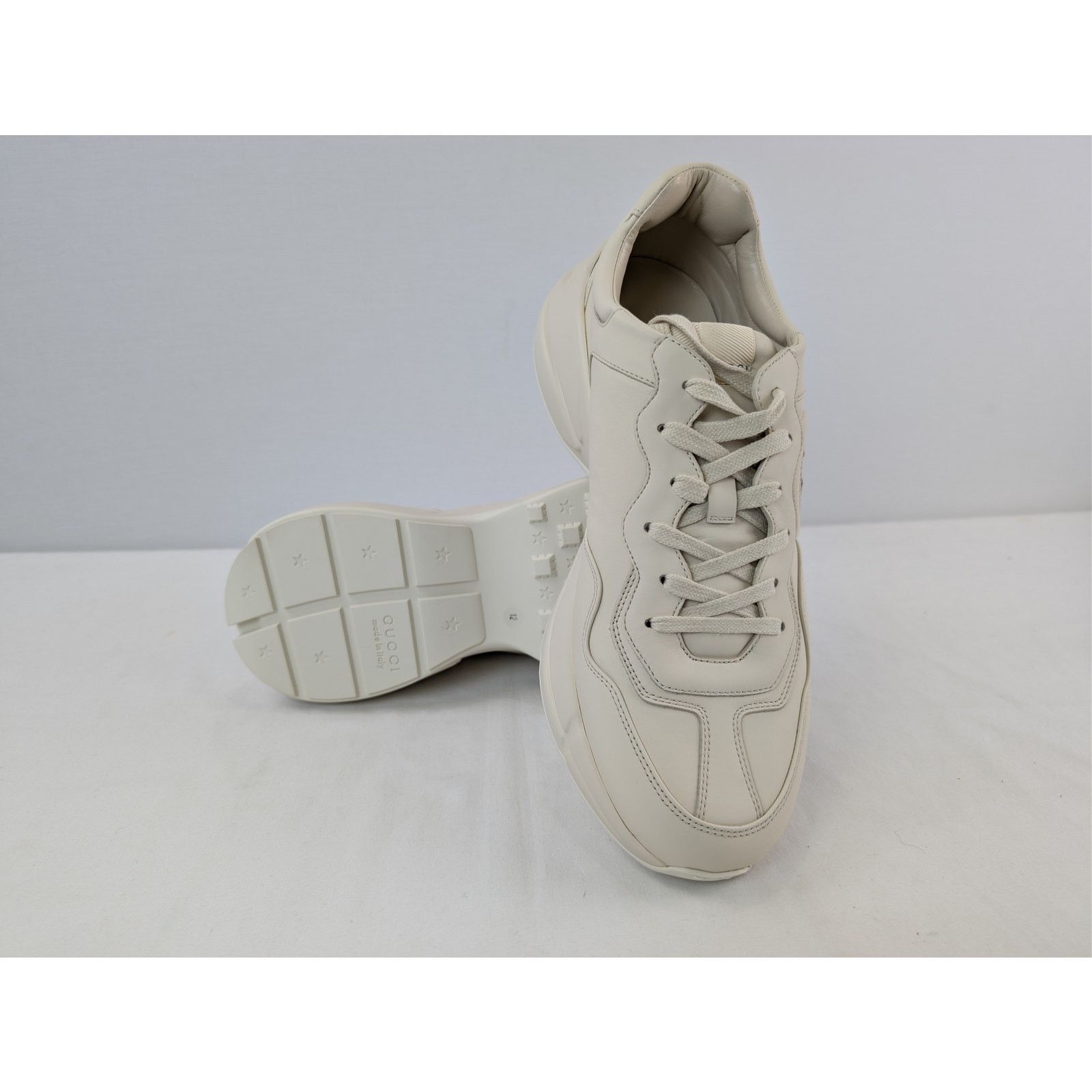 Gucci o1rshd1 leather Interlocking G logo Rhyton sneakers in ivory Size US 12.5 / EU 45-46 - 15 Thumbnail