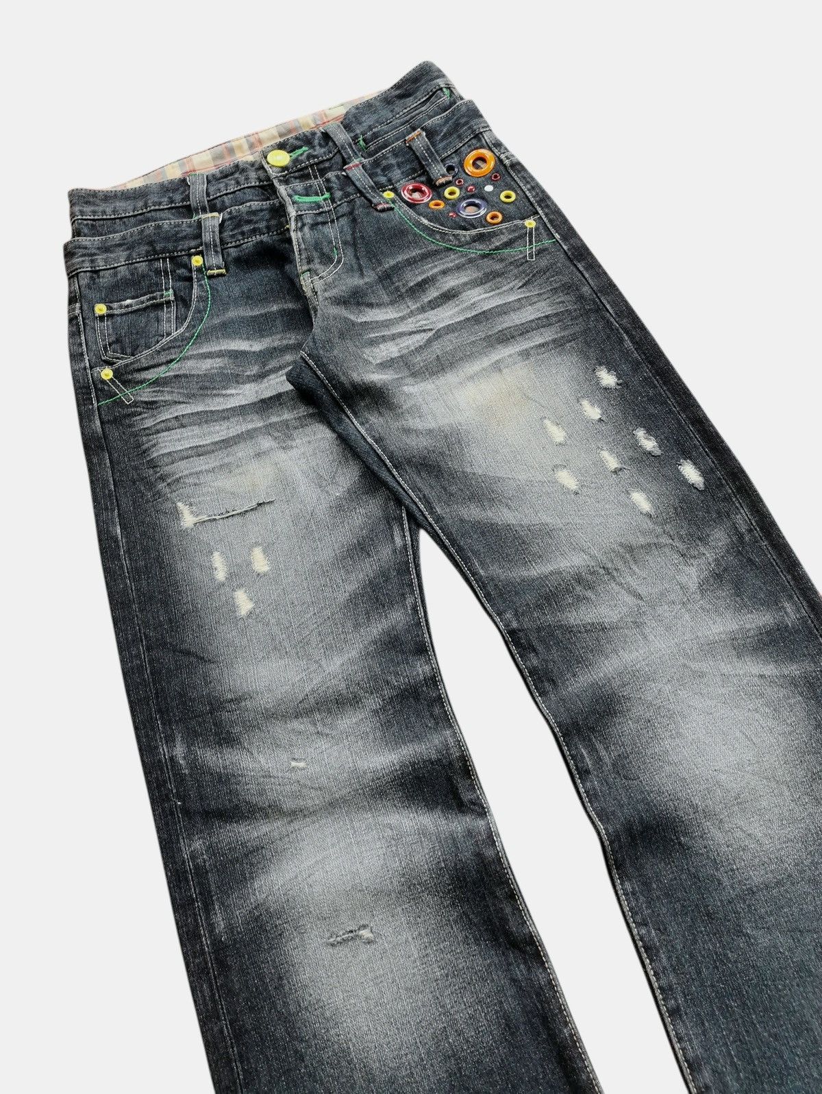 Kapital Distressed Black Denim Jeans Style Kapital Jeans Size US 30 / EU 46 - 6 Thumbnail