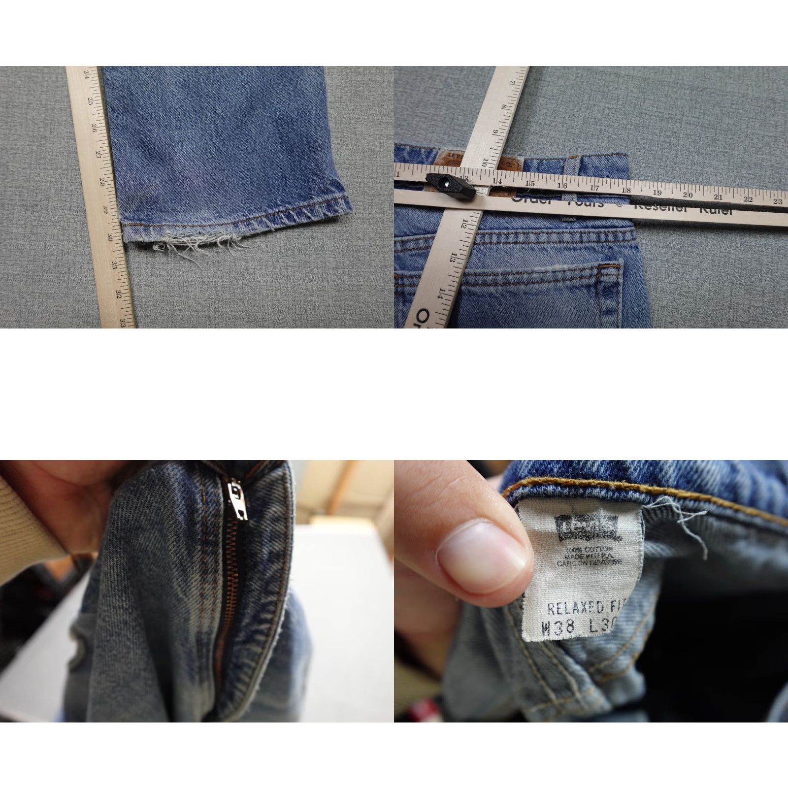 Levi's Levi's Jeans 454 Regular 36x30 Blue Light Denim Straight Leg 5-Pocket Mens 90s USA Size US 36 / EU 52 - 8 Thumbnail
