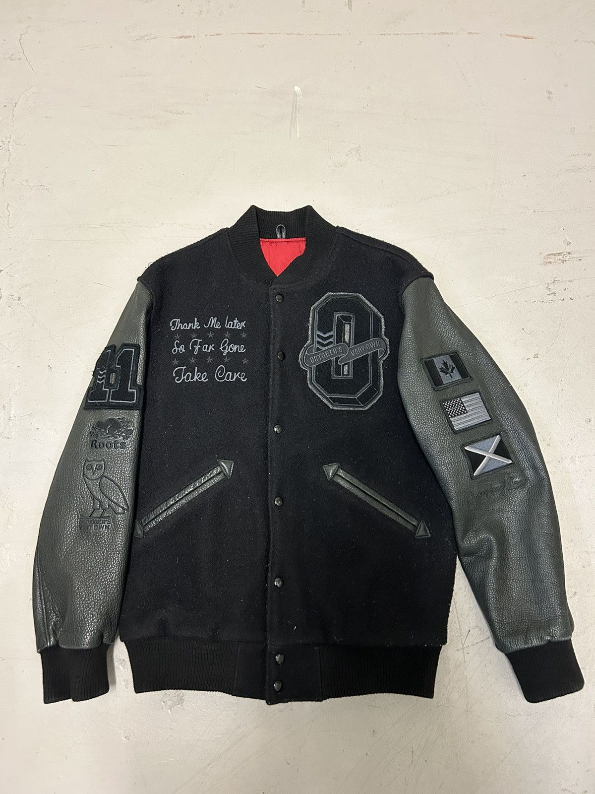 image of Ovo X Drake X Roots 2011 Varsity Jacket in Black, Men's (Size Large)