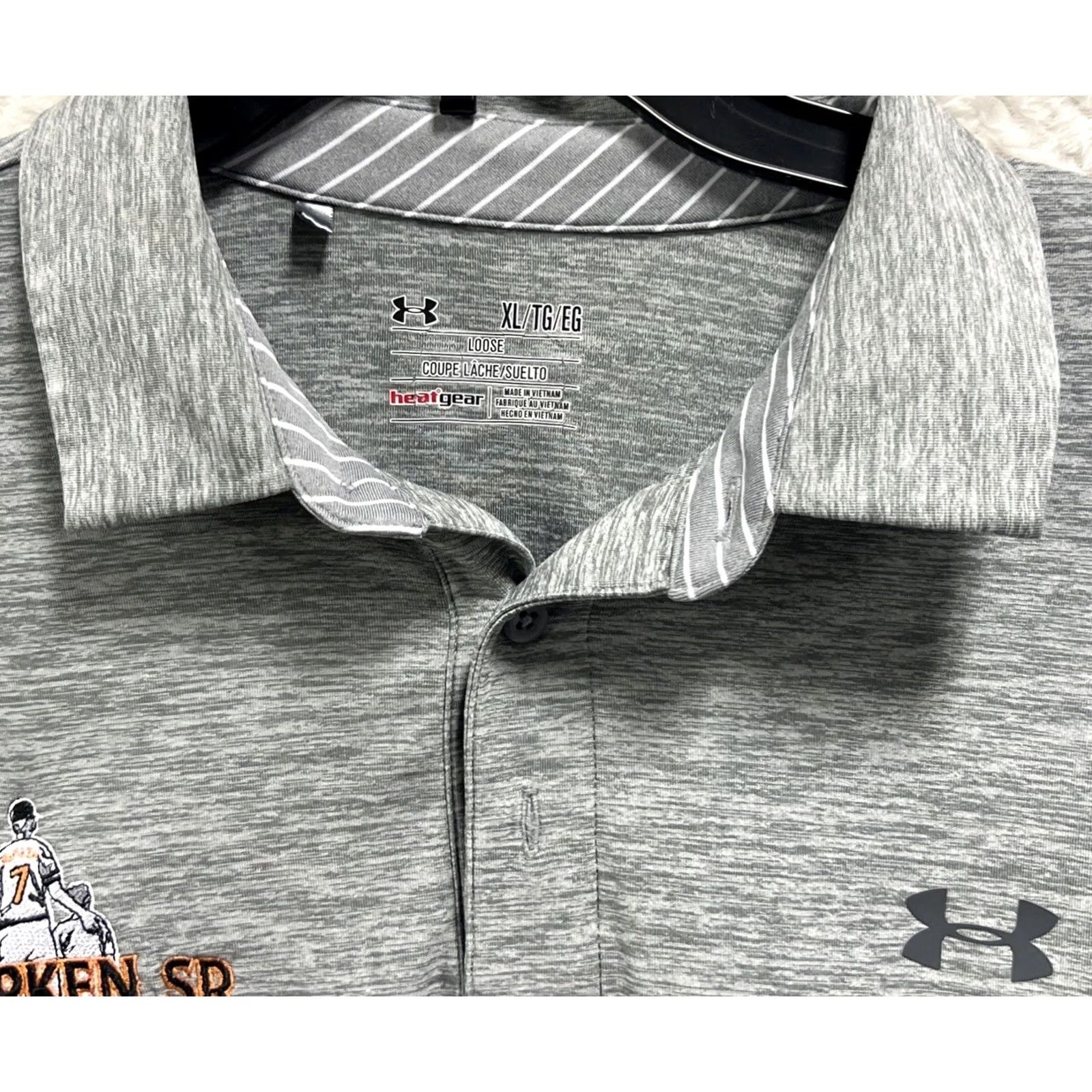 Under Armour Under Armour Polo XL Gray HeatGear Loose Fit Cal Ripken Sr Foundation Heathered Short Sleeve Polo Mens Size US XL / EU 56 / 4 - 3 Thumbnail