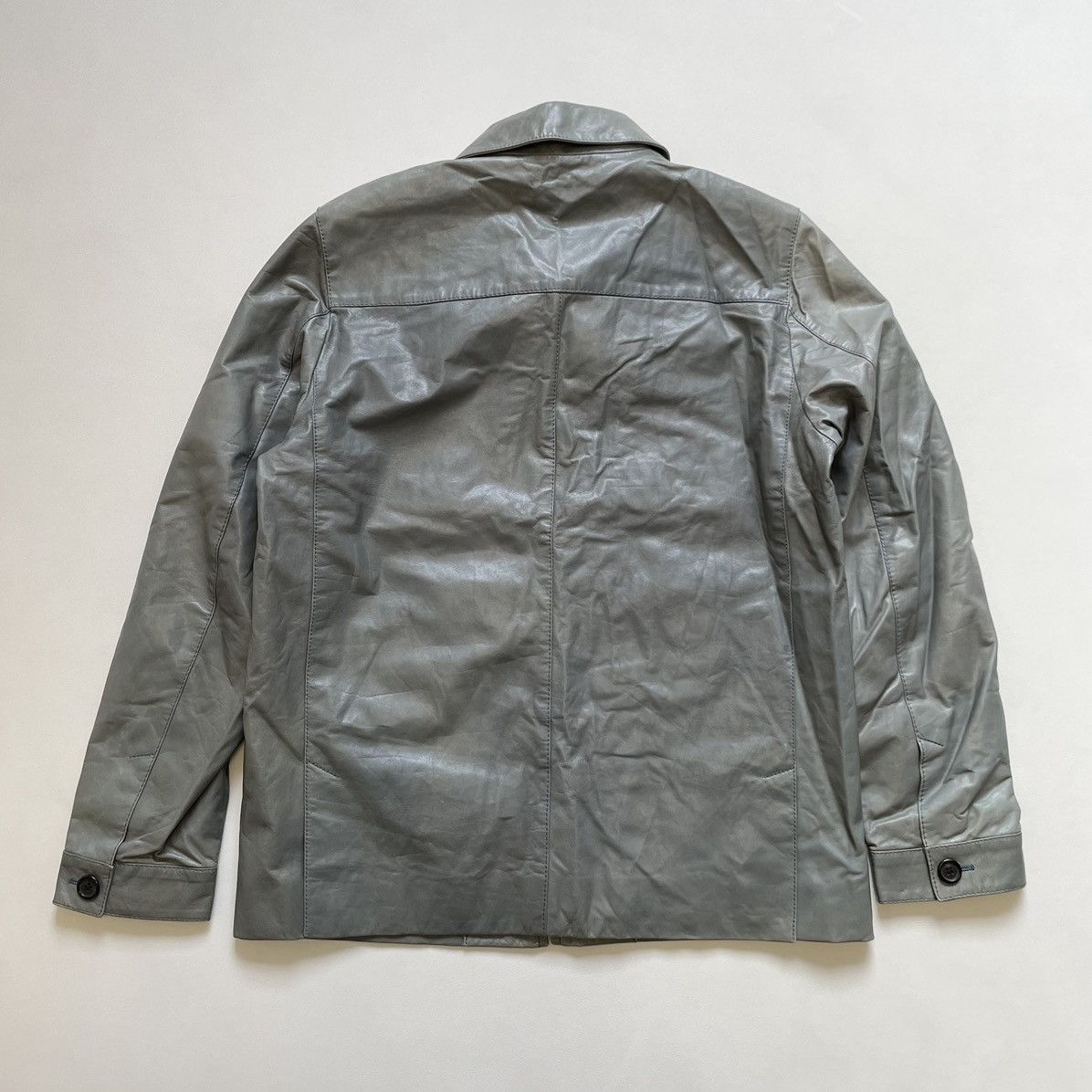 Prada Mid 2000s Powder Blue Treated Leather Jacket Size US M / EU 48-50 / 2 - 16 Thumbnail