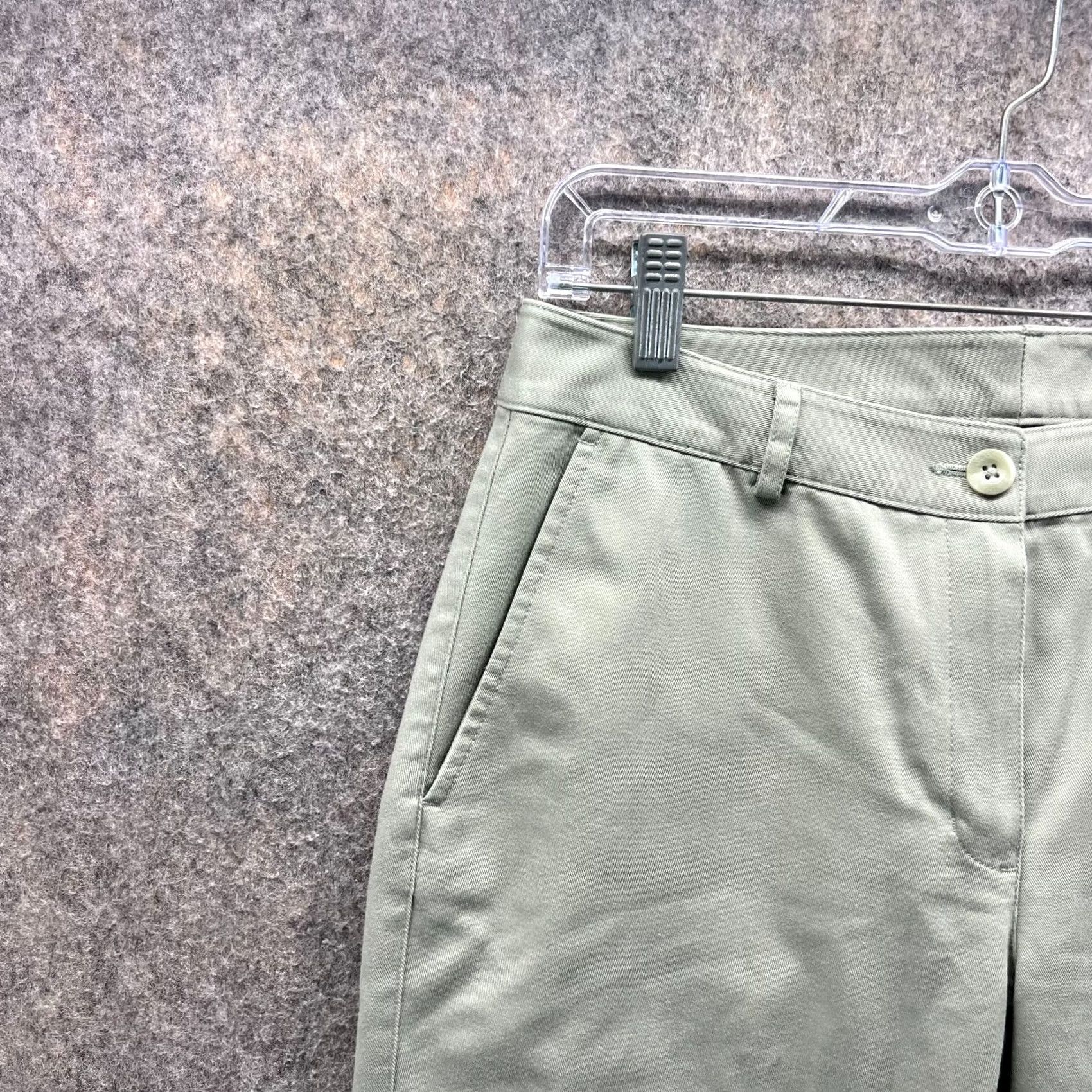 Vintage LL Bean Pants Women 6 Regular Green Chino Flat Front 28 Inseam Button Pockets Casual Spring Summer Fall Winter Old? Size 28" / US 6 / IT 42 - 5 Thumbnail