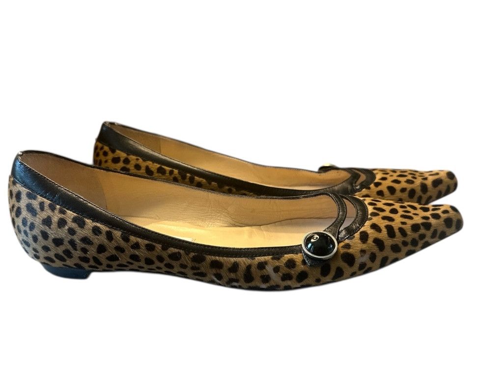 Jimmy Choo Cowhide Leopard Animal Print Flat Size 39/8.5