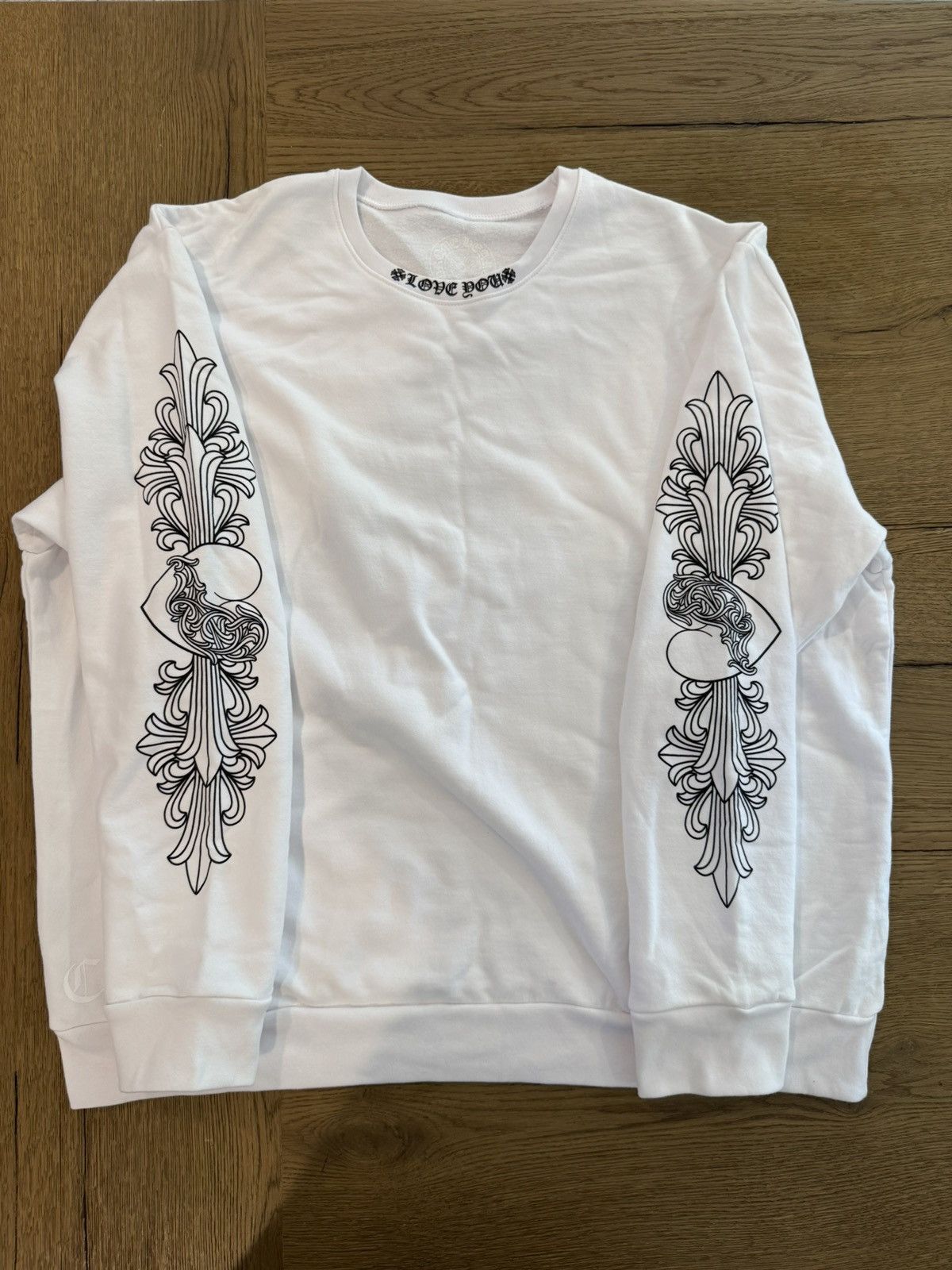 【CHROME HEARTS】LOVE YOU フローラルハート クルーネック Chrome Hearts Love You | Grailed