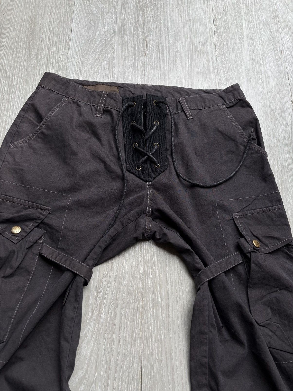 Japanese Brand Sevenj lace up flare cargo pants Size US 29 - 3 Thumbnail