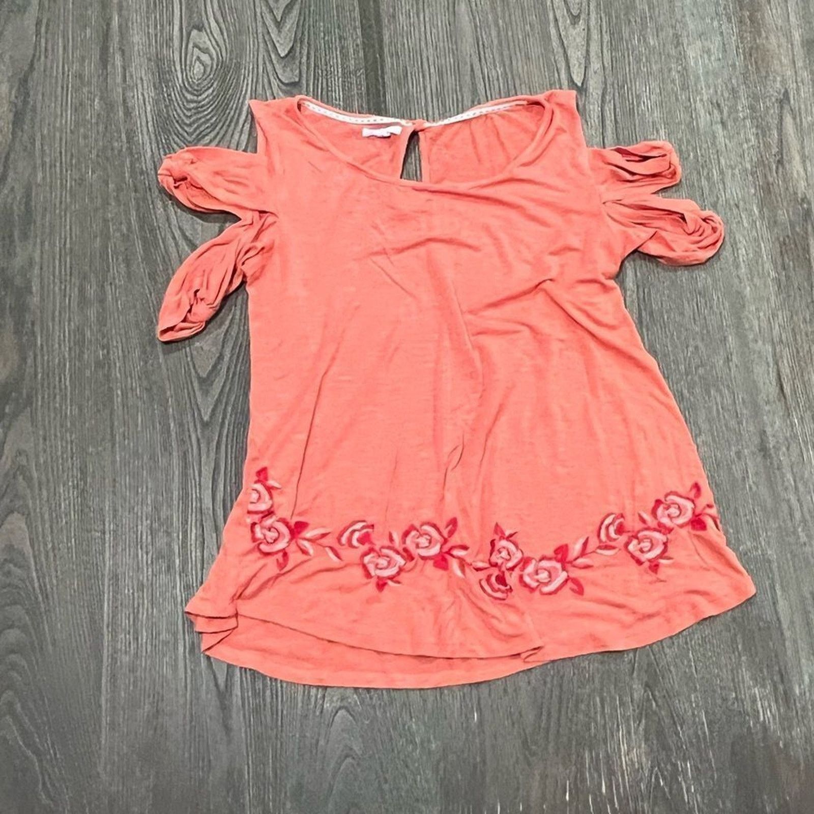 Vintage Maurices Blouse Floral Embroidered Cold Shoulder Scoop NeckS Size S / US 4 / IT 40 - 1 Thumbnail