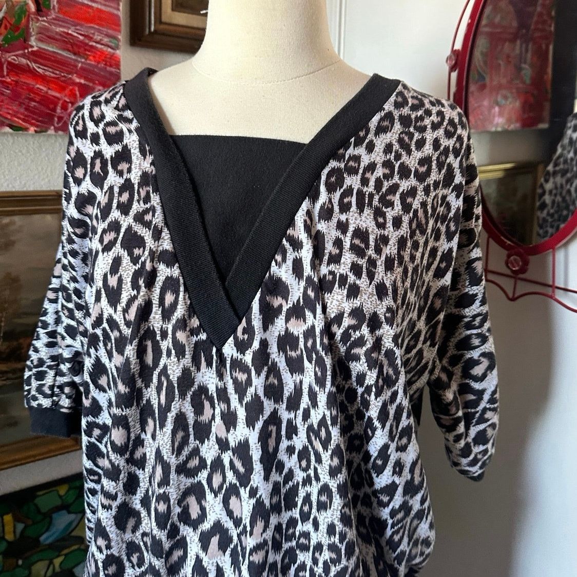 Other teddi leopard print gray black short sleeve top Size M / US 6-8 / IT 42-44 - 2 Thumbnail