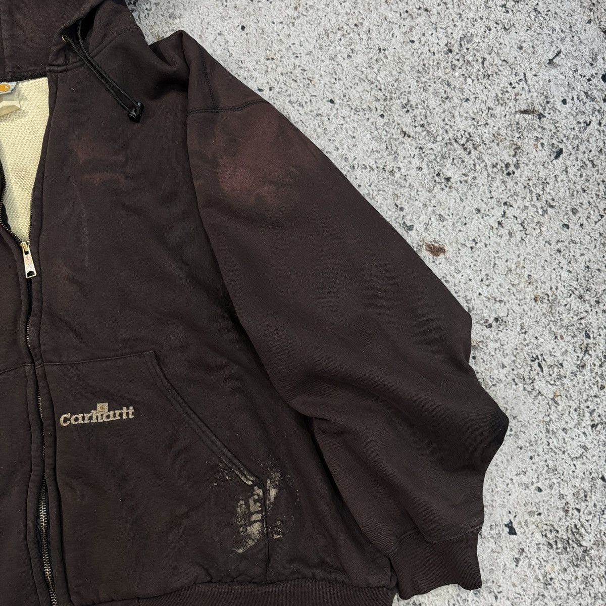 Vintage Carhartt Thrashed Faded Thermal Lined Zip Hoodie ERD GRUNGE Size US XXL / EU 58 / 5 - 11 Thumbnail