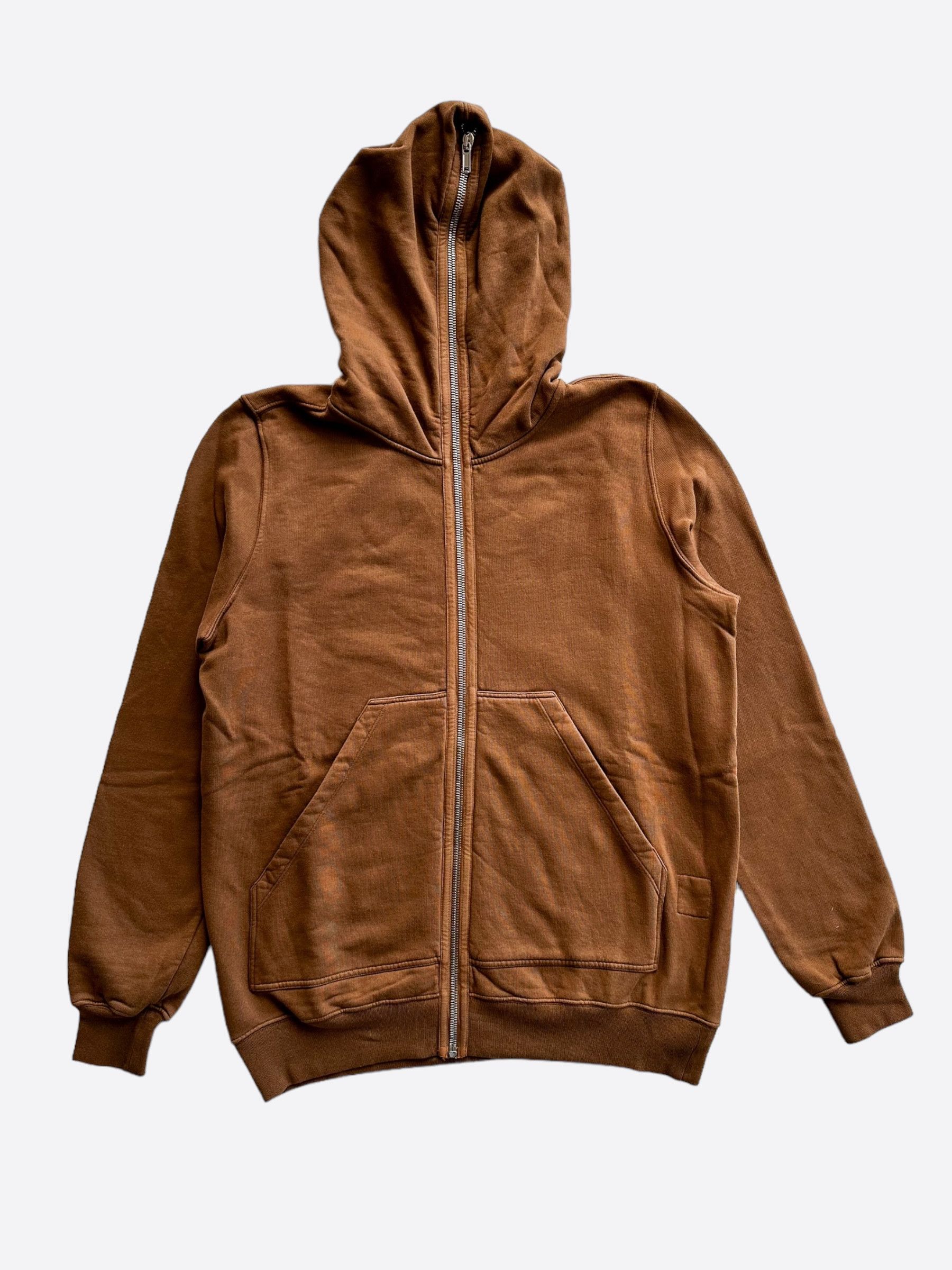 image of Rick Owens Khaki Brown Jumbo Gimp Hoodie, Men's (Size XL)