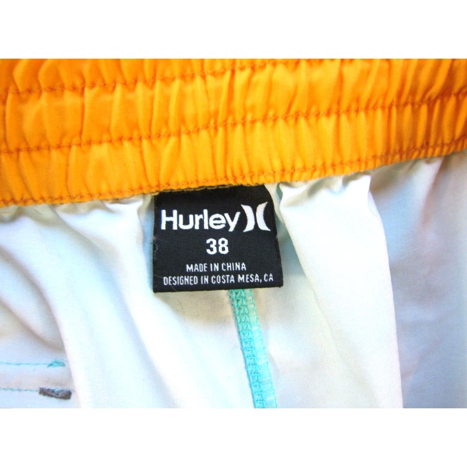 Hurley Hurley Board Short Men 38 Teal Grey Orange Stripe Stretch Pocket Surf Beach Size US 38 / EU 54 - 3 Thumbnail
