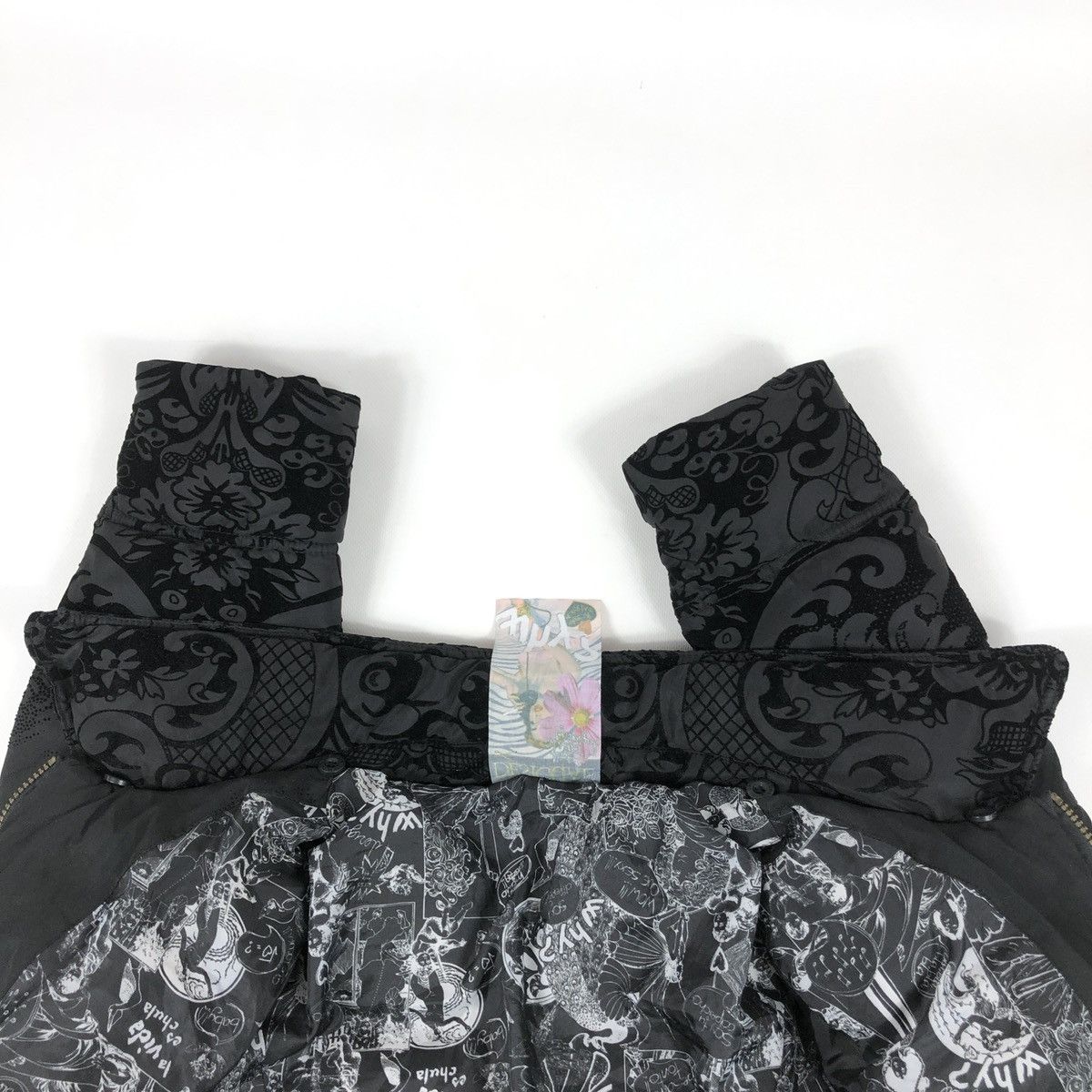 Designer × Desigual Women's DESIGUAL WHY? Black Floral Pattern With Belt Puffer Down Jacket Coat Bomber Size M / US 6-8 / IT 42-44 - 10 Thumbnail