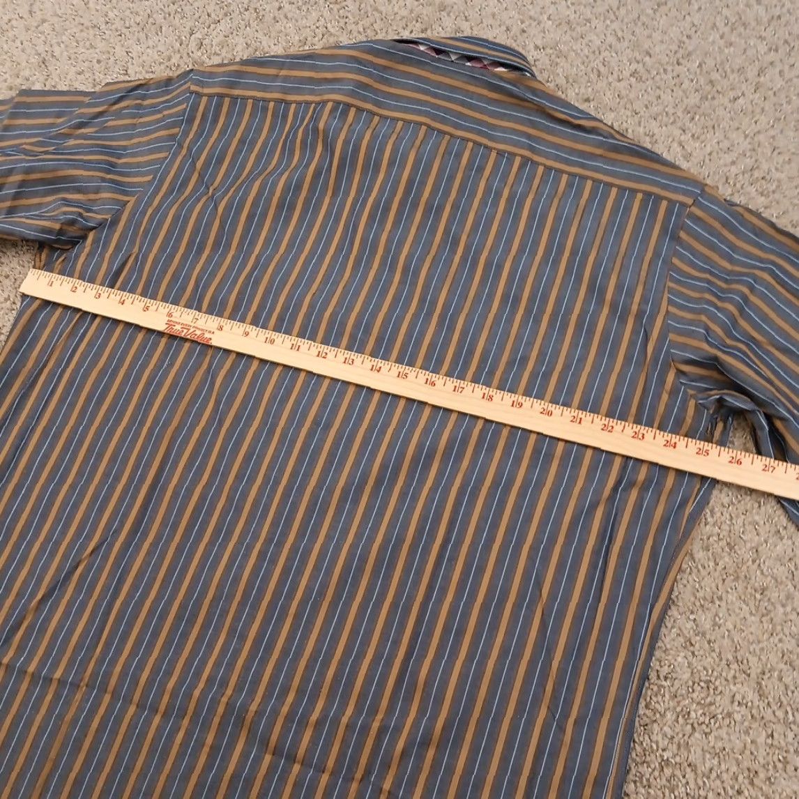 Vintage Thomas Dean Shirt Mens XL Gray Striped Long Sleeve Button Up Cotton Size US XL / EU 56 / 4 - 7 Thumbnail