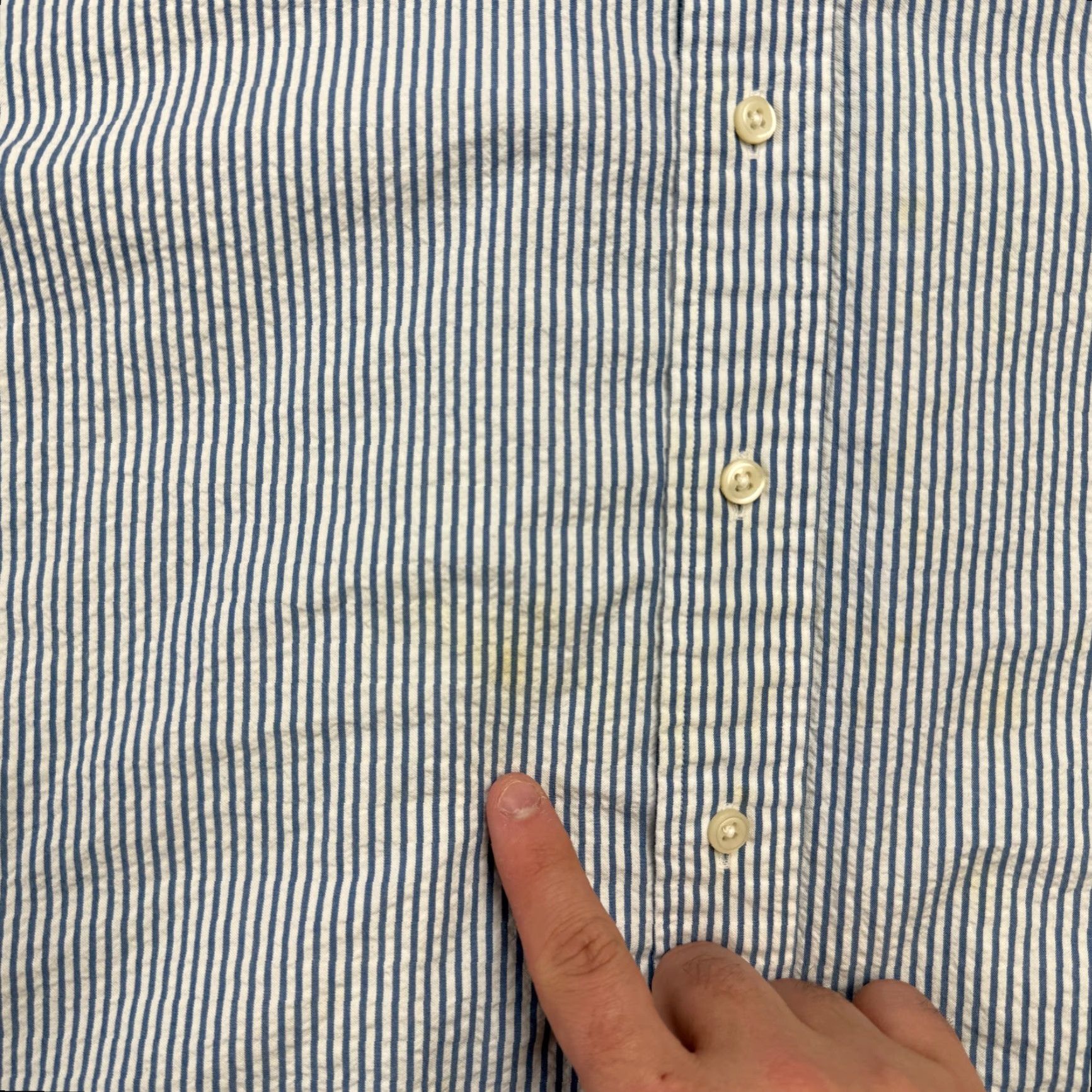 Polo Ralph Lauren VTG Polo Ralph Lauren Shirt Mens Big & Tall 3XB Seersucker Striped White Blue Cotton Button-Up Size US XXL / EU 58 / 5 - 4 Thumbnail