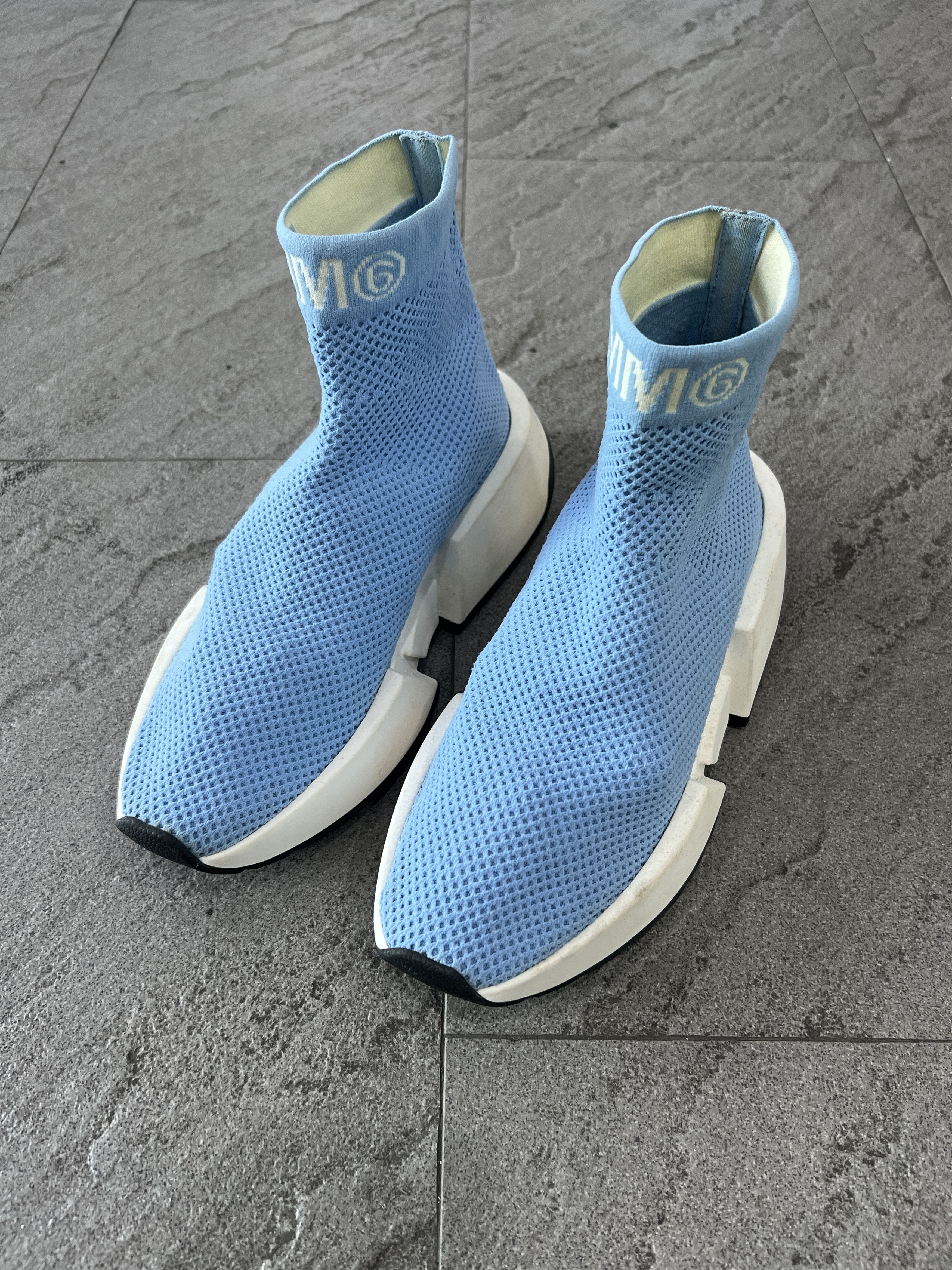 Maison Margiela MM6 Maison Margiela Blue Knit Sock Logo High Top EU39 Size US 9 / IT 39 - 3 Thumbnail