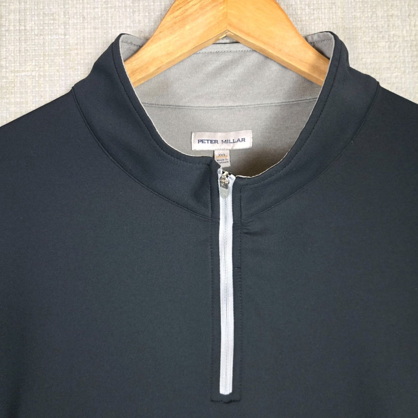 Peter Millar PETER MILLAR Mens 3XL Performance 1/4 Zip Perth Pullover Black Golf Pullover Size US XXL / EU 58 / 5 - 2 Thumbnail