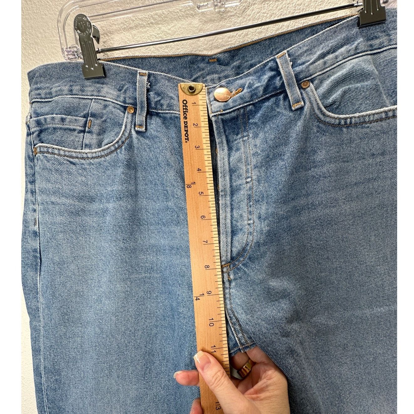 GOLDSIGN Goldsign Med Lt Wash Straight Leg Button Fly Denim Jeans 31 Size 31" - 17 Thumbnail