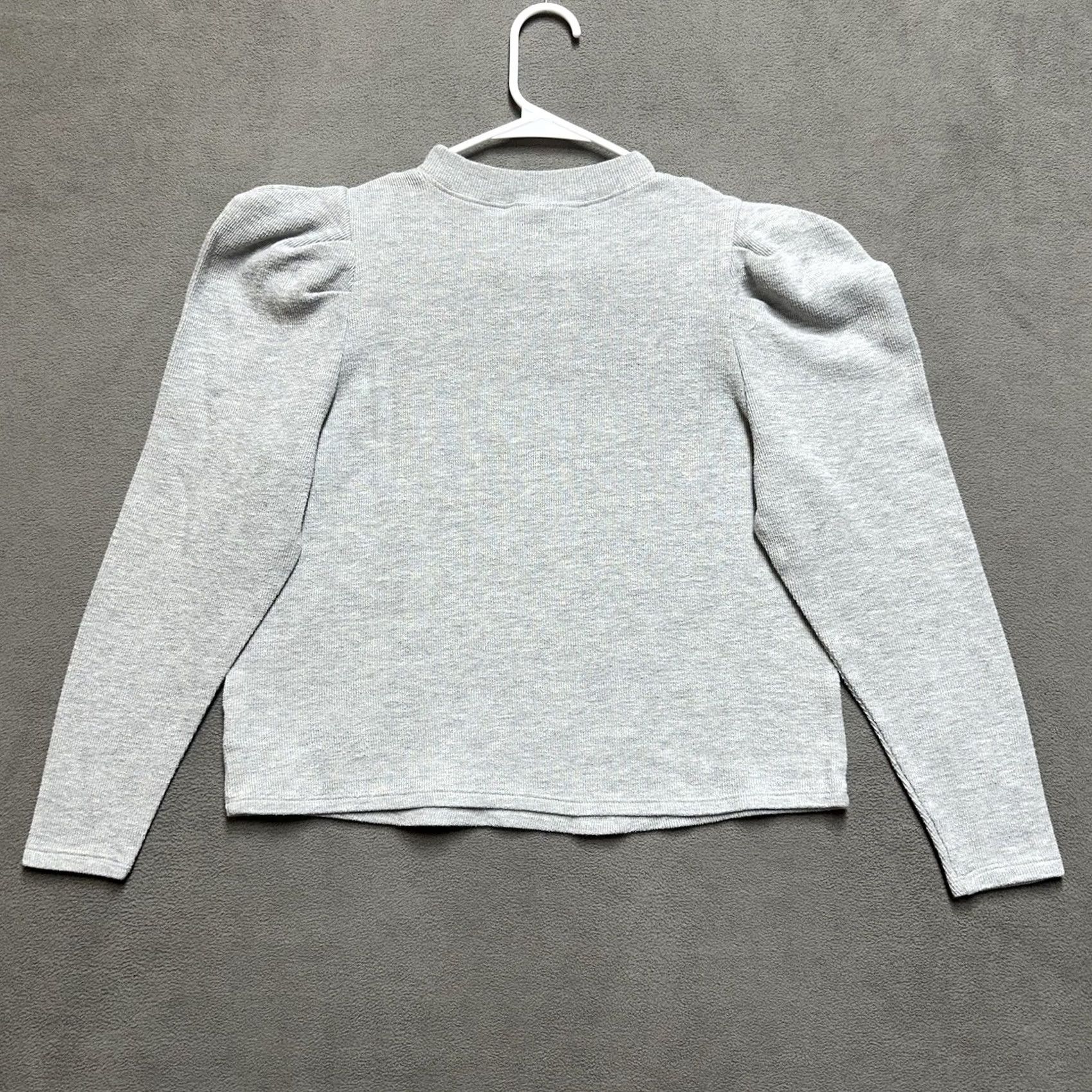 Vintage WHO WHAT WEAR Top Womens Medium Thermal Puff Sleeve Crew Neck Pullover Shirt Gray EUC Size M / US 6-8 / IT 42-44 - 2 Thumbnail