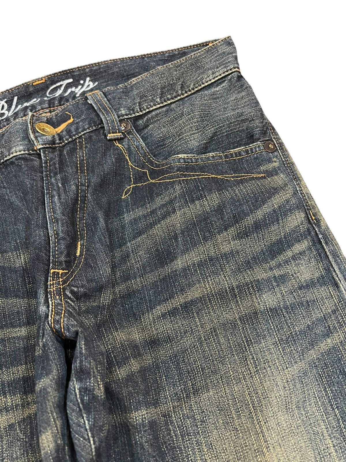 Edwin 💥Flare💥Vintage Edwin 503 Blue Trip Claw Denim Jean Size US 32 / EU 48 - 9 Thumbnail