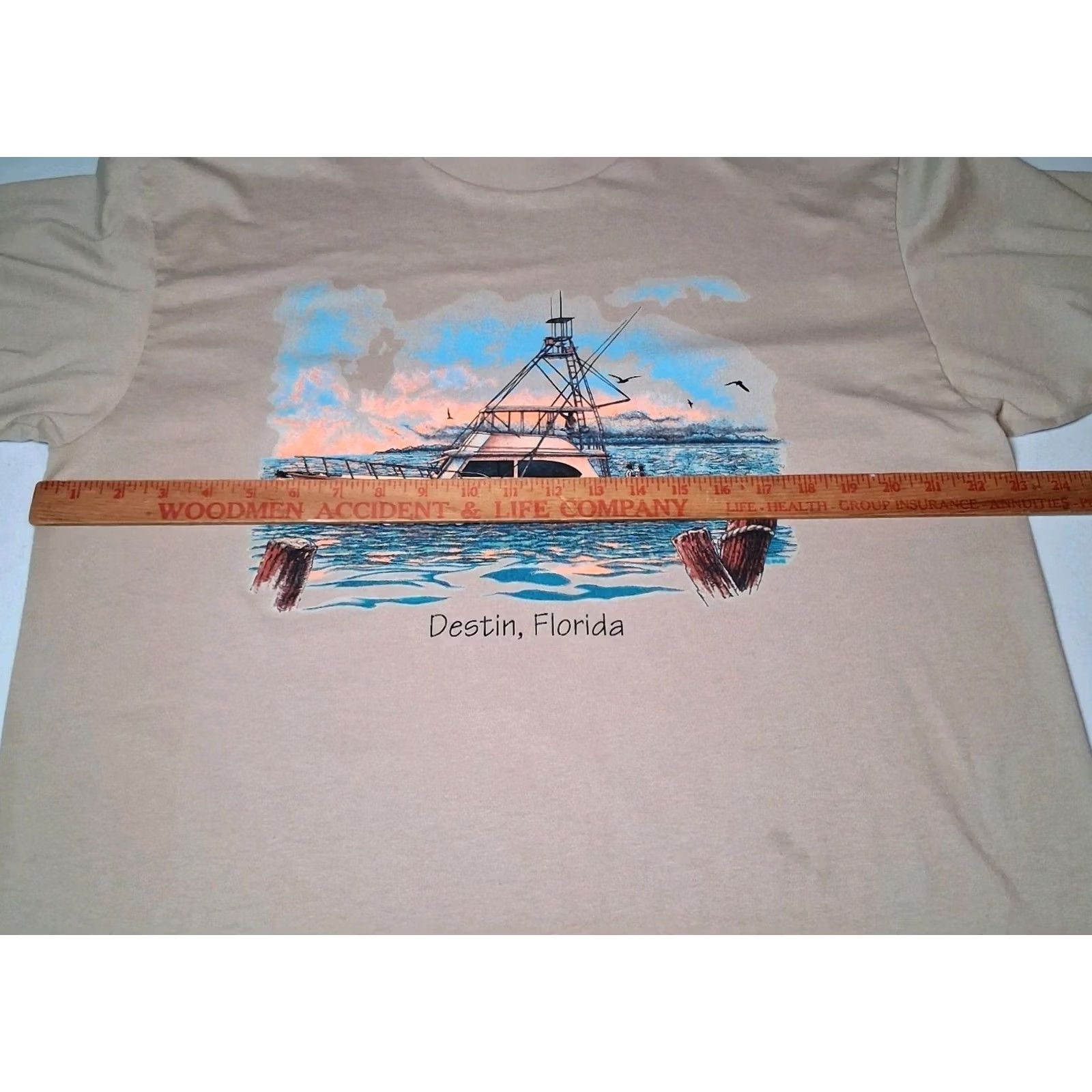 Vintage VINTAGE Lexington Destin Florida Shirt XL Beige Nautical Ocean Sunset Crewneck Short Sleeve T-Shirt Mens Size US XL / EU 56 / 4 - 5 Thumbnail