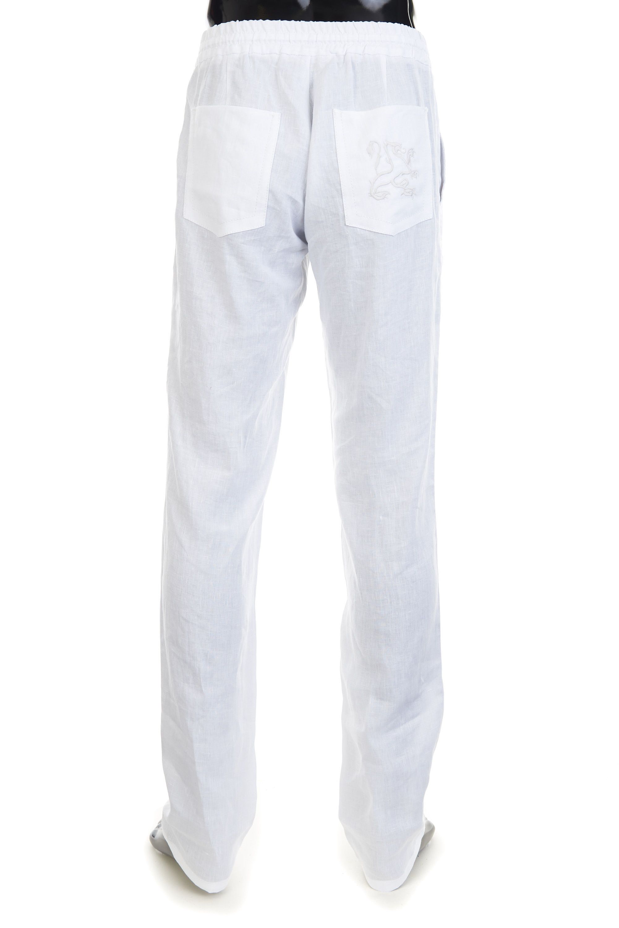 Zilli White Casual Elastic Drawstring Linen Pants Size US 30 / EU 46 - 2 Thumbnail