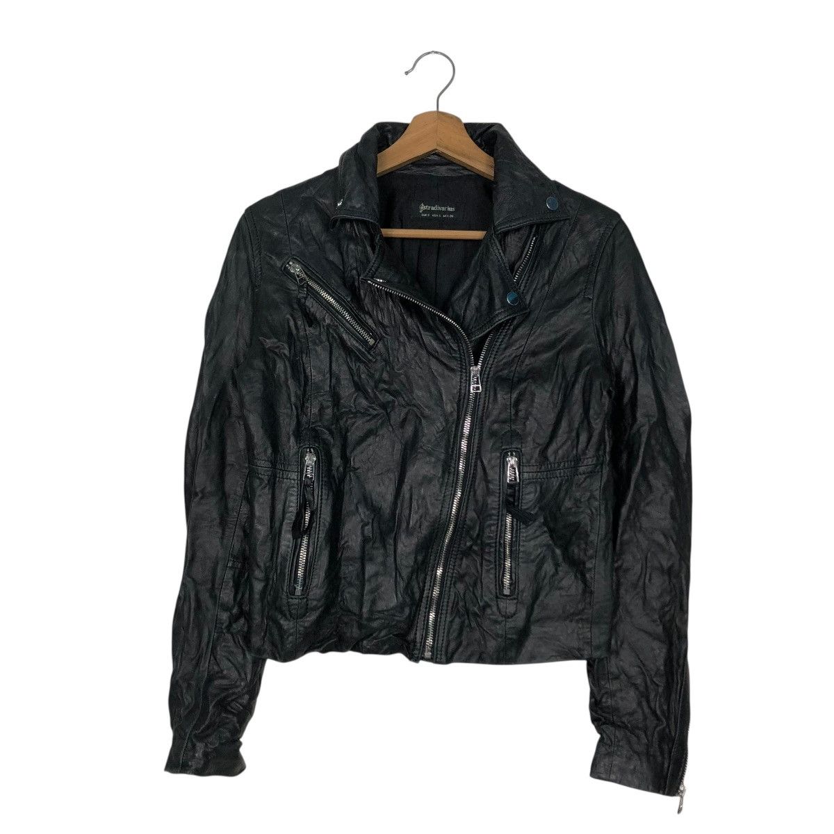 Japanese Brand 🔥VINTAGE BIKER LEATHER JACKET DOUBLE COLLAR STRADIVARIUS Size US S / EU 44-46 / 1 - 3 Thumbnail