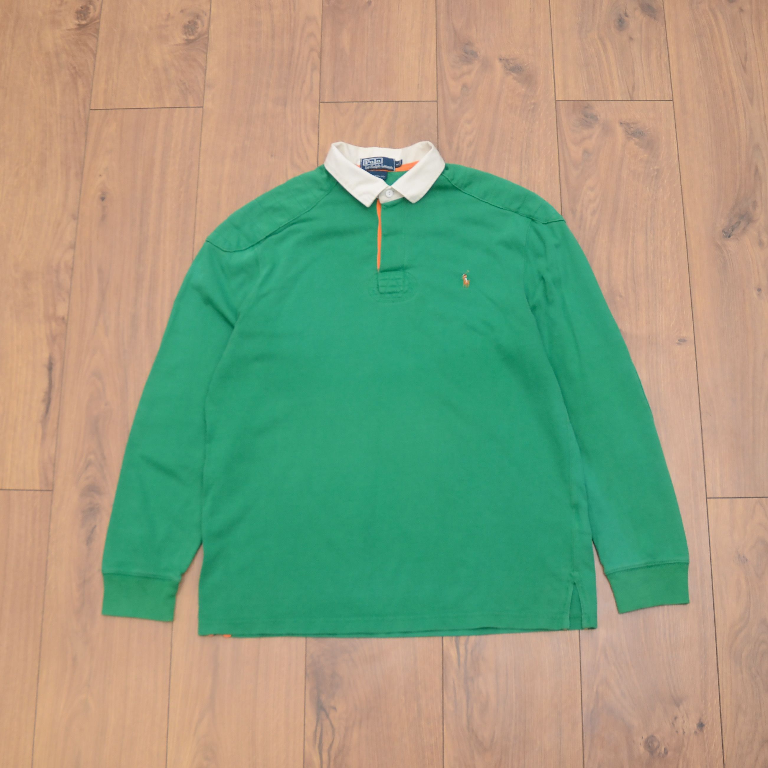 Polo Ralph Lauren Vintage Polo Ralph Lauren Long Sleeve Rugby Shirt Green Rare Size US L / EU 52-54 / 3 - 2 Thumbnail