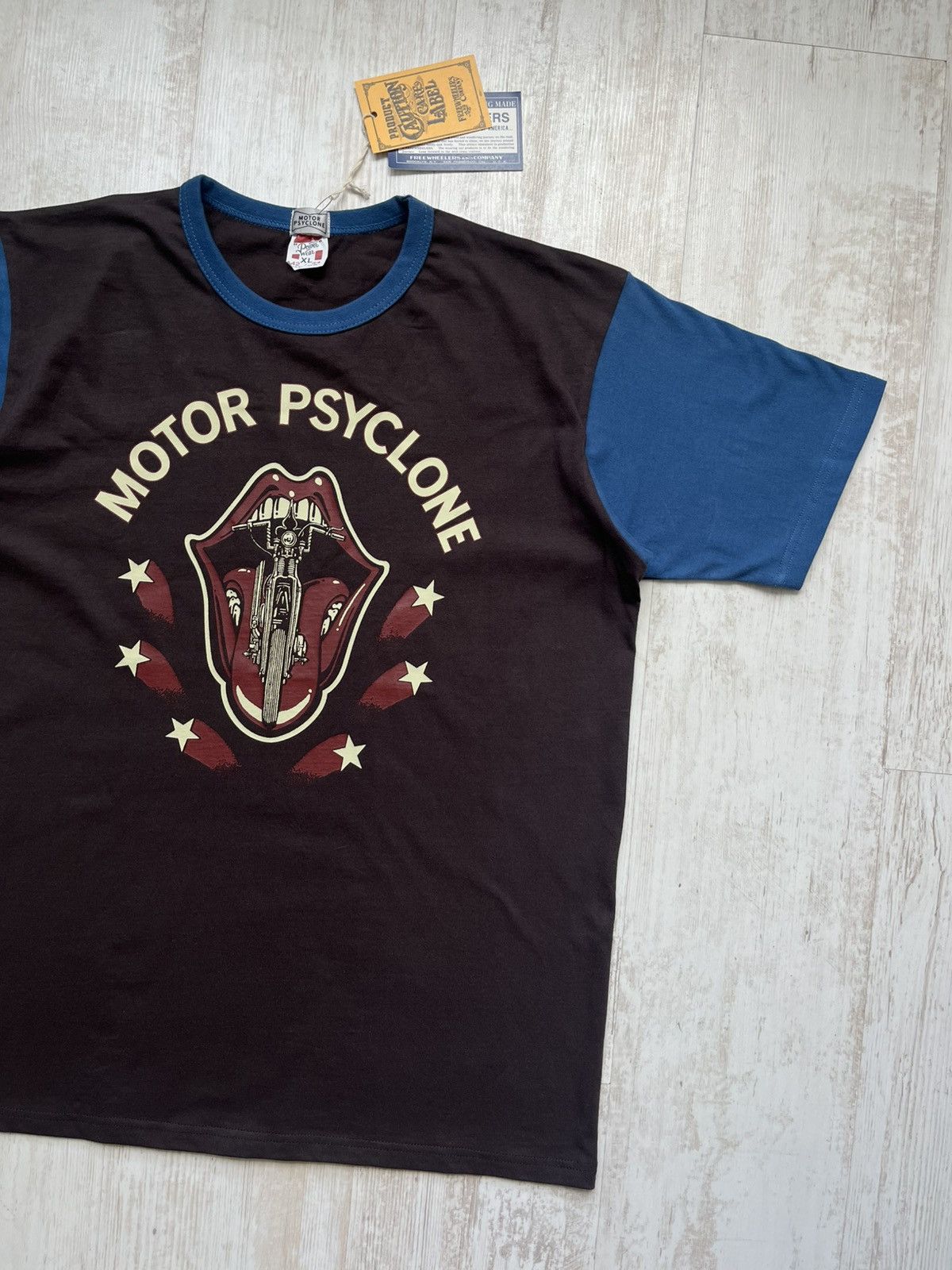 Freewheelers Power Wear Motor Psyclone LEWD CYCLE Brown T-Shirt Japan Size US XL / EU 56 / 4 - 2 Thumbnail