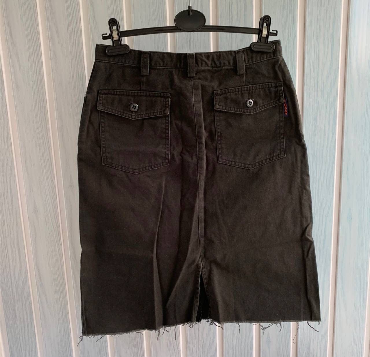 Stussy × Vintage Vintage Stussy Women Black Cotton Pockets Faded Midi Skirt Size 29" - 3 Thumbnail