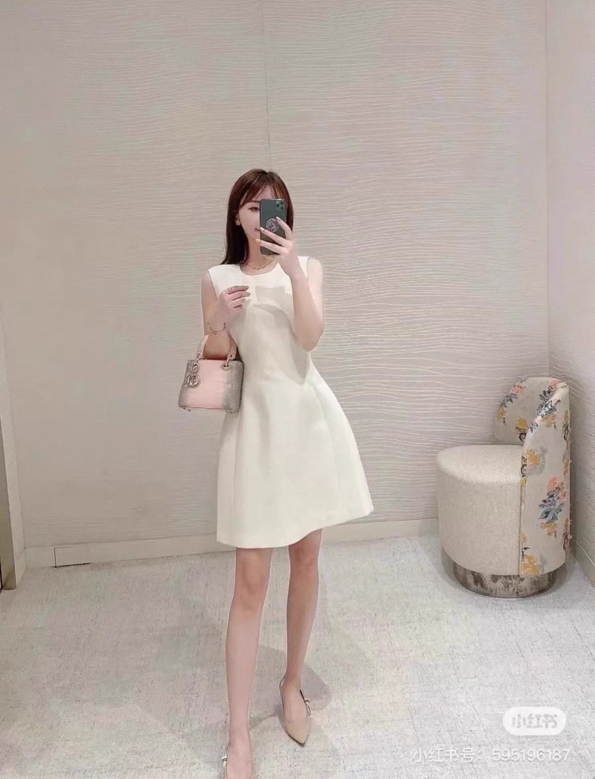 Dior Dior New White Silk Wool Midi Dress F36 Women's Size XS / US 0-2 / IT 36-38 - 6 Thumbnail
