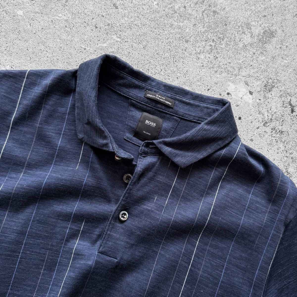 Hugo Boss Hugo Boss Mens Blue Polo Shirt Slim Fit Original Striped SS Size US L / EU 52-54 / 3 - 4 Thumbnail