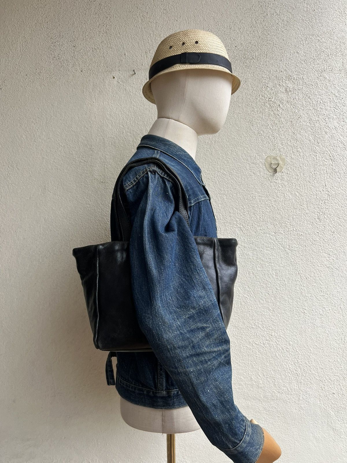 Issey Miyake × Leather × Zucca Vintage Zucca Japan Faded Patina Leather Mini Tote Bag Size ONE SIZE - 4 Thumbnail
